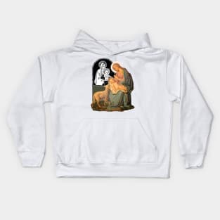 Santa Maria and the baby Jesus Christ with the little lamb Kids Hoodie